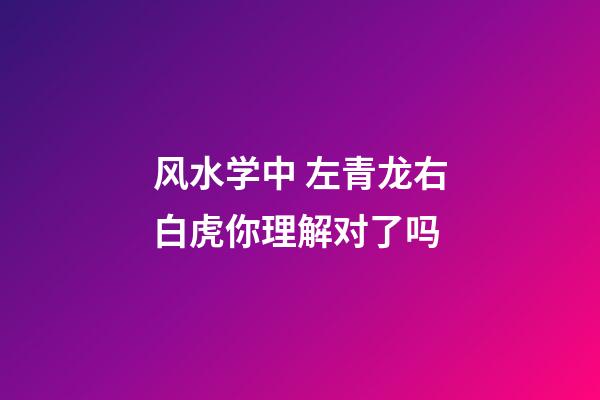 风水学中 左青龙右白虎你理解对了吗